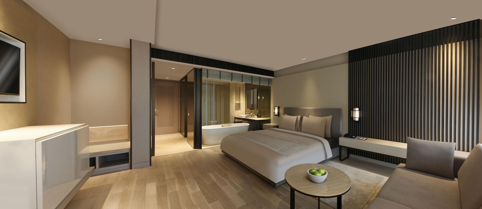 Roseate House New Delhi Hotel Bagian luar foto A bedroom at the hotel